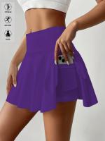 Skort Deportivo de Tiro Alto para Mujer - , Mezcla de Espándex/Poliestere Elástico, Plisado con Bolsillos para Tenis, Correr y Estilo Activo, Ropa Casual Atlética |   Textura Suave - details 5