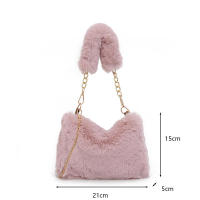 Bolso de mano de felpa con cadena pequeña, bandolera cuadrada de piel sintética, bolso de hombro esponjoso y cálido para compras, Otoño e Invierno - details 25