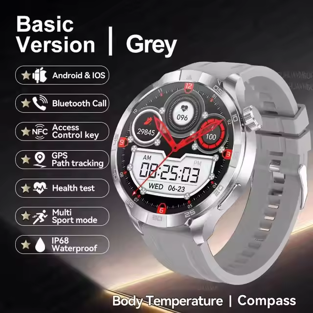 Nuevo 2025 GT5 Pro Reloj inteligente al aire libre para hombres,1,85 pulgadas ,pantalla hd, llamada bluetooth, rastreador gps, brújula, nfc, batería de 410 ma,pulsera inteligente multifuncional de oxígeno en sangre de frecuencia cardíaca Aplicación de Ios - 1