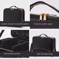 Bolsa de cosméticos impermeable con patrón de cocodrilo Pu para mujer, gran capacidad, partición ajustable, estuche de maquillaje para tatuaje de viaje, nuevo - details 5