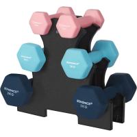 mancuernas, 3 pares, 2 x 1 kg, 2 x 2 kg, 2 x 3 kg, soporte de almacenamiento, gimnasio y musculación, revestimiento de neopreno antideslizante - details 0