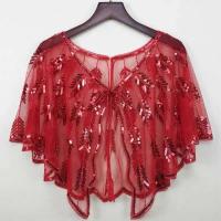 Bufanda de lentejuelas retro con cuentas de los años 20, camisón estilo Flapper vintage, sábana bordada de malla transparente, accesorios de fiesta Bolero - details 8