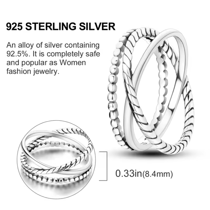Nuevos anillos de Plata de Ley 925, anillos originales apilables simples y brillantes para mujer, regalo de joyería de amor de compromiso de aniversario - 1