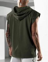 Camiseta deportiva sin mangas para hombre, Jersey informal con capucha de Color sólido, chaleco holgado, novedad de 2024 - details 12