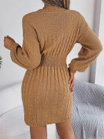 Punto de manga larga para mujer, vestido suéter elegante con aberturas, otoño e invierno - details 10