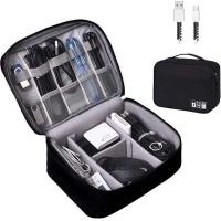 Bolsa organizadora de almacenamiento de 3 capas: multiusos para tecnología, cosméticos y gestión de cables con diseño de diseño inteligente - details 4