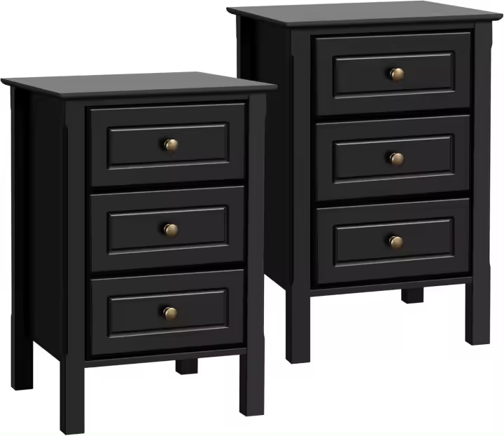 Mesitas de Noche de 3 cajones Mesitas de Noche de Estilo Moderno Estructura Robusta Cajones espaciosos para Dormitorio, Pasillo, balcón, salón 40x40x60 cm Blanco - 1