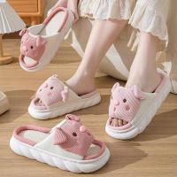 Nuevos Pantuflas De Lino Rosa 3.5cm Para Mujer Diseño De Cerdo Casual Y Moda Cómodas Y Antideslizantes Para El Hogar - details 1