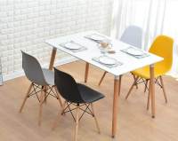 Juego de 4 sillas EMA INS con patas de madera, mueble estilo nórdico medieval, para escritorio, comedor, dormitorio, balcón o restaurante BAR hosteleria, OFICINA Mesa de comedor nórdica cocina,m - details 1