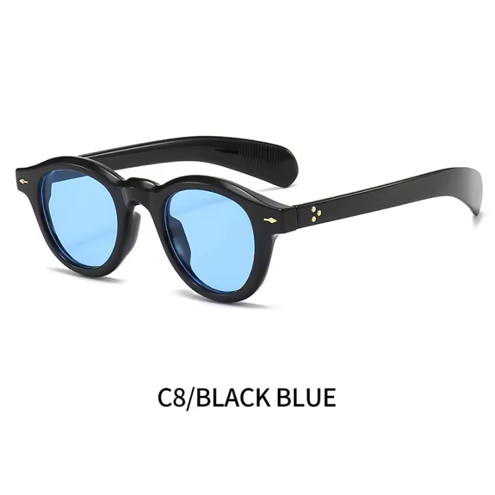 Toyear-gafas de sol ovaladas redondas Vintage para mujer y hombre, lentes de sol de diseñador de marca de lujo, estilo Punk y Rosa, con remaches - 1