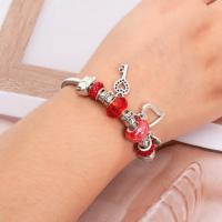 Pulsera Simple Pandora Glazed Gem Beads Key Lock, colgante de amor, brazalete Vintage de lujo ligero para mujer, regalo de joyería - details 3