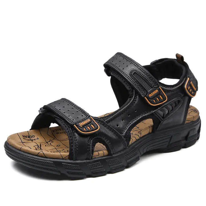 Sandalias cómodas de verano para hombre, zapatos suaves para playa y exterior, transpirables, informales de cuero. - 1
