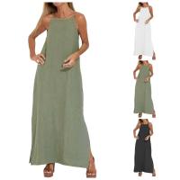 Traje formal de mujer, vestido largo bohemio liso con tirantes divididos, moda casual para el verano 2024 - details 5