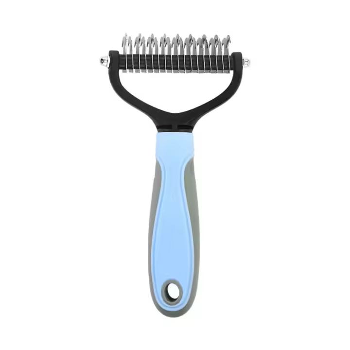 Removedor de pelo de perro, peine de acero inoxidable para mascotas, recortador profesional de doble cara para perros, peine duradero, cepillo para quitar el pelo de las mascotas, elimina los tapetes - 1