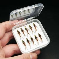 5/10 Uds Señuelos de pesca con mosca cebo para insectos artificiales cabeza de latón Príncipe Ninfa agua dulce trucha salmón Lucio lubina mosca húmeda biónica señuelo con caja - details 1