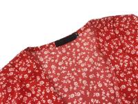 Minifalda elegante con cuello en V plisada floral para mujer, corte A, verano - details 5