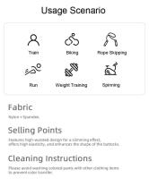 Leggings de Entrenamiento de Cintura Alta Elásticos de 4 Vías, Cintura Delgada, Levantamiento de Glúteos, Control de Barriga para Gimnasio, Yoga, Correr, Uso Diario - details 2