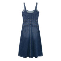 Vestido Vaquero Retro Sin Mangas Ajustado con Cintura Invertida Minivestido Informal de Moda para Mujer de Otoño de China Continental - details 1