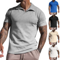 Camiseta de Verano para Hombre Polo Informal con Cuello en V Manga Corta Suelta con Gofres Gruesos - details 17