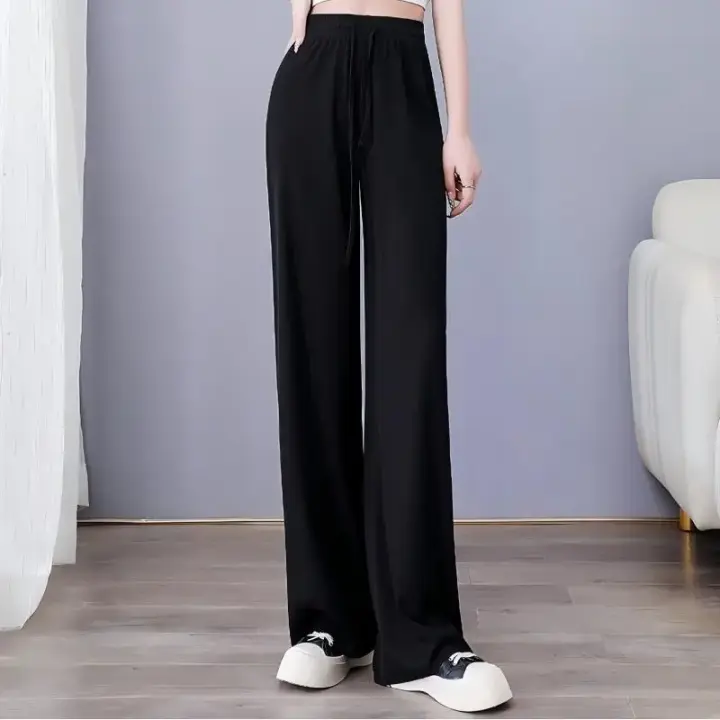Verano otoño sensación de frío moda sólida mujeres pantalones largos femeninos sueltos rectos pantalones casuales - 1