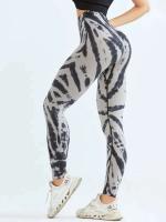 Pantalones de yoga Tie Dye, mujeres de gimnasio, malla deportiva push-up sin costuras de cintura alta, malla de entrenamiento para Fiess - details 4