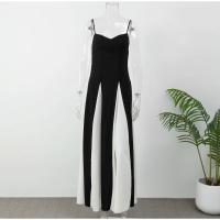 Vestido Largo Elegante en Forma de V para Mujer Espalda Descubierta, Sin Mangas, Plisado - details 3