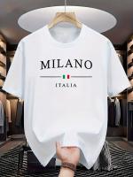 MILANO ITALIA Camiseta cómoda informal con cuello redondo y mangas cortas para hombre, camiseta versátil de moda para viajes diarios y viajes de verano - details 0