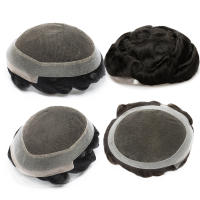 Base de Australia Cabello humano de encaje suizo Hombres Tupé Línea de cabello de piel natural Prótesis capilar para hombres Peluca masculina Sistema de cabello duradero Reemplazo Base de encaje transpirable Línea de cabello invisible Nudos dobles fuertes - details 0