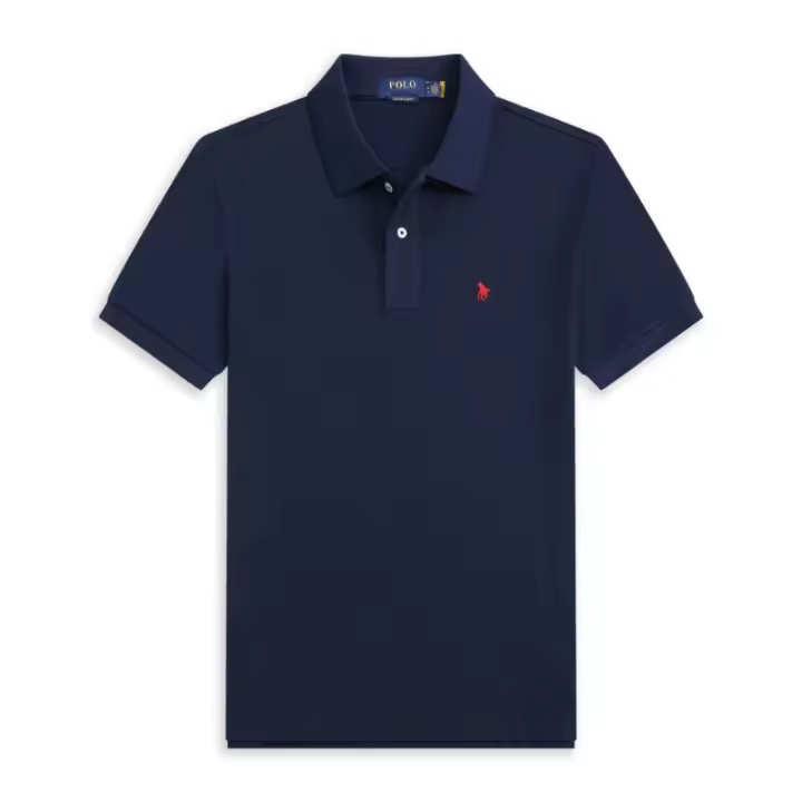 Camisa polo de algodón de manga corta para hombres con cuello de camiseta, solapa bordada suelta de talla grande, media manga para hombres (regalo 1) - 1