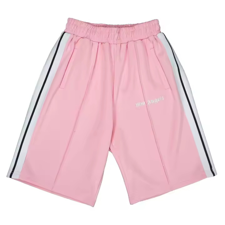 Palm Stripe Webbing Letters Colour Block Pink Casual Shorts Summer Beach Ladies Designer Shorts Men's - 1