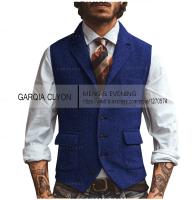 Nuevo chaleco con solapa y cuello en V para hombre, chaleco informal clásico Formal de negocios en espiga, chaleco ajustado para padrinos de boda - details 3