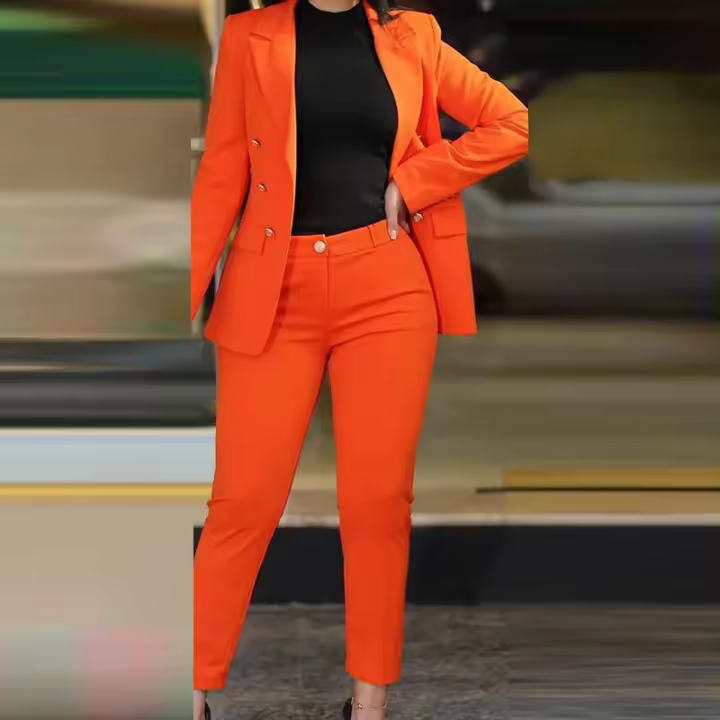 Trajes de pantalón de dos piezas para mujer, ropa de descanso para primavera y otoño, conjuntos a juego de moda sólida, cárdigan, Top, pantalones de tubo, traje para mujer - 1