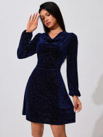 Vestido de terciopelo de mujer con lentejuelas estrelladas minifalda corta - details 1
