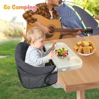 Mesa para Bebé, Trona Portátil Plegable con Arnés de Seguridad, Asiento Enganchable infantil con Bolsa de Transporte para Casa y Viajes (Azul) - details 16