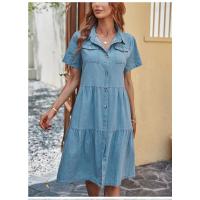 Vestido de mezclilla de manga corta para mujer, vestidos de moda de verano - details 1