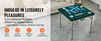 SucceBuy Mesa de Mahjong, mesa de cartas plegable por la mitad para 4 jugadores con tablero verde resistente al desgaste, mesa de dominó cuadrada plegable portátil - details 0