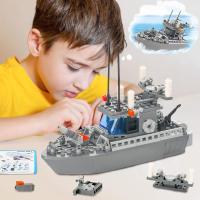 Kit de construcción de acorazado, juguetes del ejército, barco de la Marina, barco de guerra con casco sólido y cubierta, juego de bloques de construcción militar - details 2