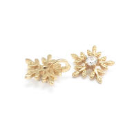 Colgantes de latón y circonita de Color dorado de 18K, varios dijes de flores, joyería artesanal de alta calidad, accesorios para collar y pendientes - details 11
