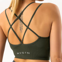 Nvgtn-Sujetador sin costuras para mujer, Top de licra, elástico, transpirable, realce de pecho, ropa interior deportiva de ocio - details 15