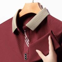 Polo de manga corta de moda de color sólido para hombre, top cómodo informal de verano para negocios - details 6