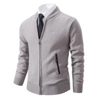 Otoño Invierno sólido cuello de béisbol hombres Cardigan suéter nueva moda Casual abrigos de punto al aire libre sueltos versátiles Slim Tops hombres - details 5