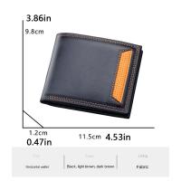 Cartera corta fina para hombre, monedero plegable de 2 posiciones, suave, resistente al agua y al desgaste, tarjetero de cuero M - details 1