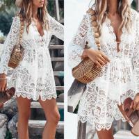 Vestido playero de Crochet con flecos para mujer, traje de baño blanco, Túnica hueca Sexy, ropa de playa, 2023 - details 6