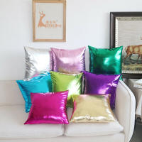 Funda de almohada de Color sólido metálico brillante, funda de almohada de aluminio PU, Hotel, dormitorio, sala de estar, fiesta, evento, decoración del hogar, 9 colores, 45x45cm - details 0