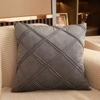Funda de almohada de rejilla de doble línea de 45x45cm, funda de cojín de terciopelo de estilo nórdico de lujo, funda de almohada Rectangular suave para sofá y dormitorio - details 1