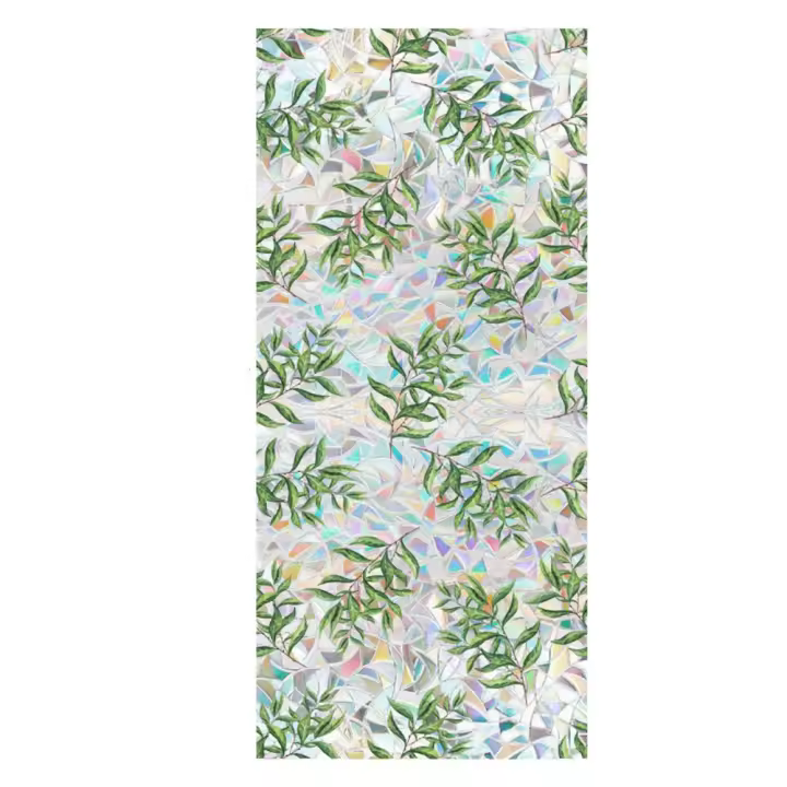 Película de privacidad para ventana de hoja verde estilo INS, pegatina para ventana de margaritas y flores, pegatina de vidrio colorida de PVC para sala de estar - 1