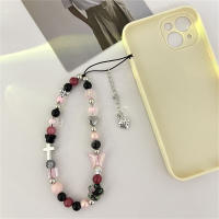 Colgante de Teléfono de Cadena de Flores de Cuentas Rosa Y2K Joyería Estilizada para iPhone - details 4