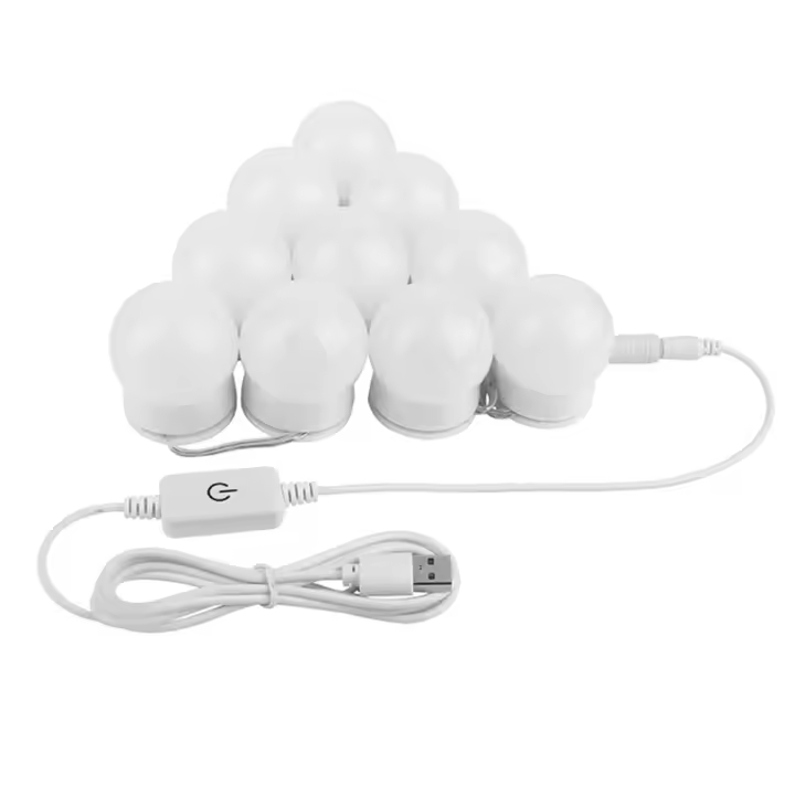 Kit de luces para espejo de tocador regulables con 10 bombillas LED estilo Hollywood para tocador de maquillaje con fuente de alimentación USB tira de iluminación (espejo no incluido) - 1
