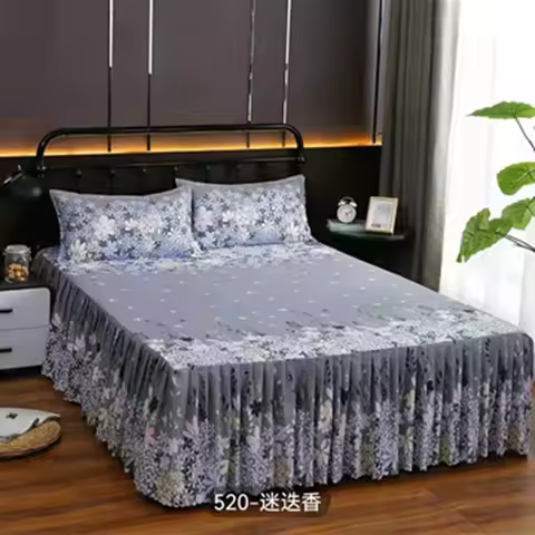 Funda de cama de una sola pieza, Sábana de viento de princesa, gorro de cama no encoge, doble simple - 1