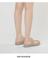 Chanclas para mujer, moda exterior, verano 2025, sandalias de cuña con suela gruesa - details 2